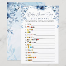 Elegante juego de Emoji Baby Shower de Blue Flower