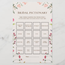Elegante juego de Pictionary nupcial floral rosa y