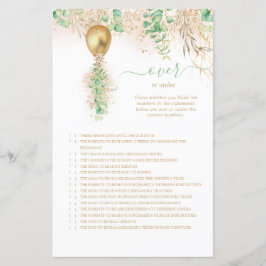 Lámina Elegante Juego de Shower de Bebé Floral Dorado Sob