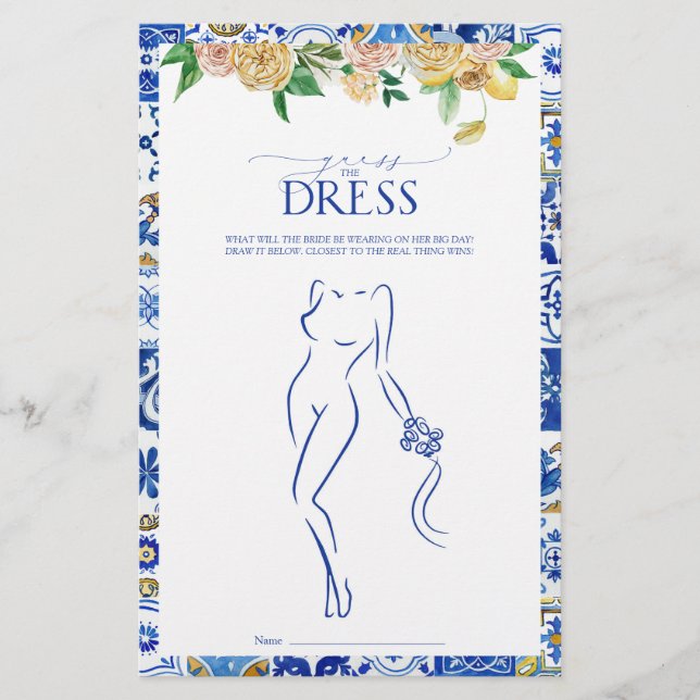 Lámina Elegante juego mediterráneo de ducha de novia con  (Anverso)