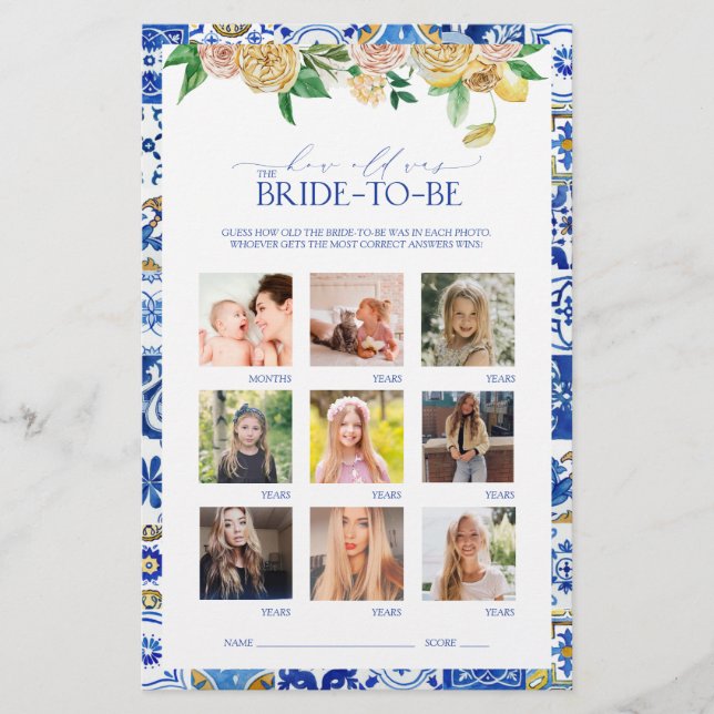 Lámina Elegante juego mediterráneo de ducha de novia con  (Anverso)