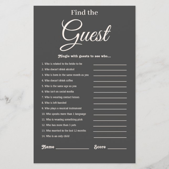 Lámina Elegante juego moderno de ducha de novia gris oscu (Reverso)