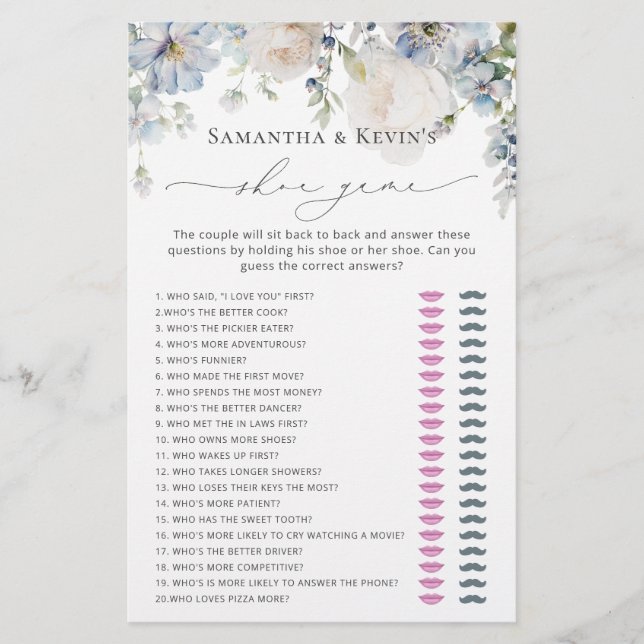 Lámina Elegante juego moderno de zapatos de ducha con flo (Anverso)