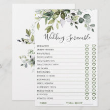 Elegante juego para la ducha nupcial con vegetació