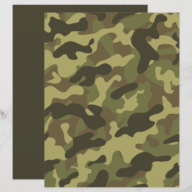 Lámina Elegante Libro Verde De Camuflaje Verde Militar (Anverso / Reverso)