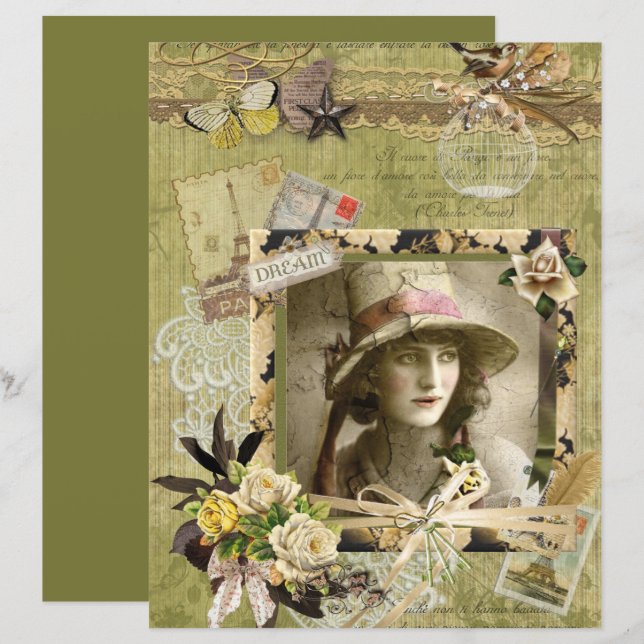 Lámina Elegante Libro Verde De Planes De París (Anverso / Reverso)
