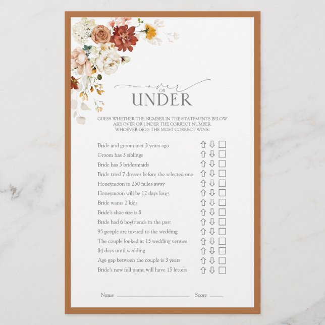 Lámina Elegante Naranja de óxido floral Nodal Shower Jueg (Anverso)