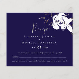 Lámina Elegante Navy Blue White Gold Wedding RSVP