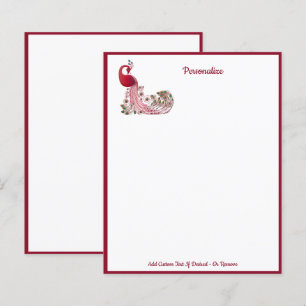 Lámina Elegante Pájaro Pájaro Borgoña Pájaros Rojos