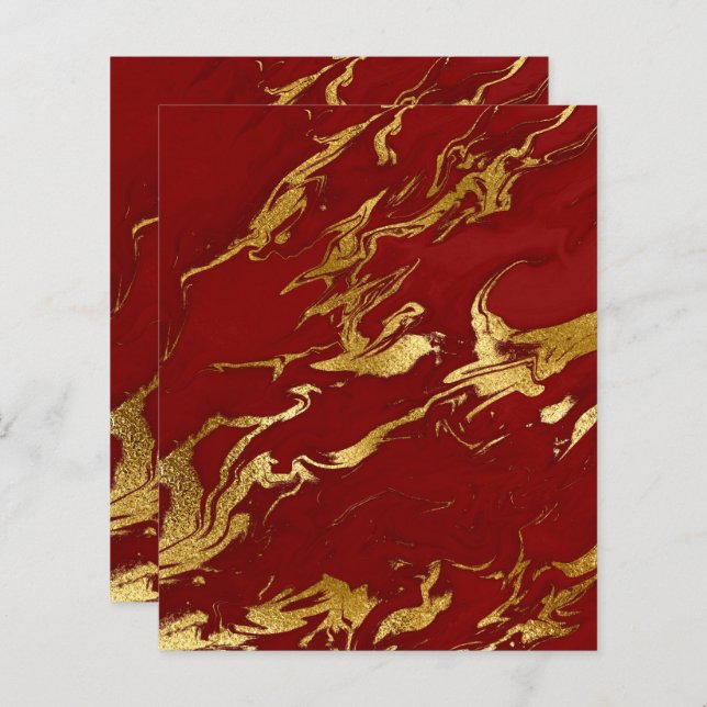 Lámina Elegante Papel de cuaderno de oro rojo Faux Marble (Anverso / Reverso)