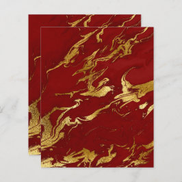 Lámina Elegante Papel de cuaderno de oro rojo Faux Marble