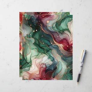 Lámina Elegante Papel de cuaderno de tinta rojo y verde d