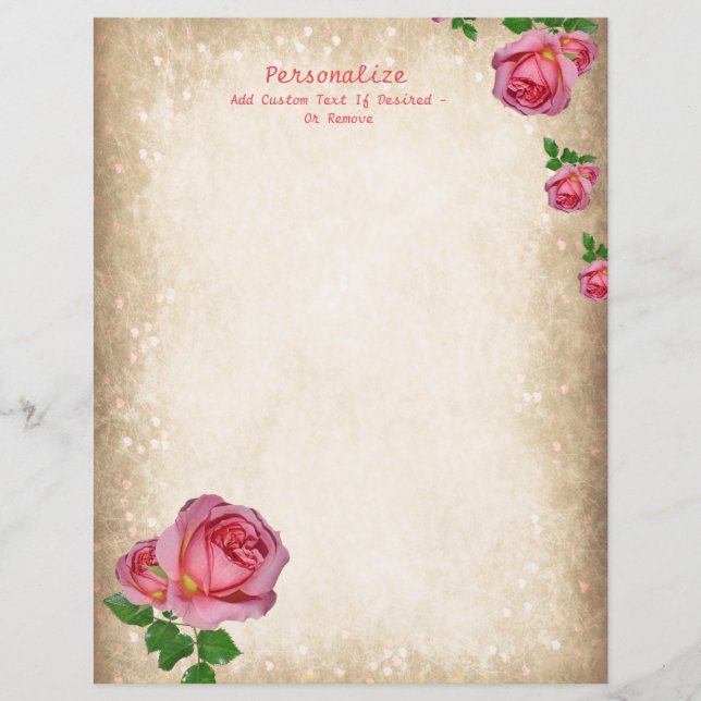 Lámina Elegante papel de escritura de rosa rojo romántico (Anverso)