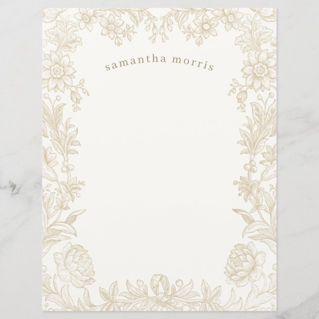 Lámina Elegante Papel De Marfil Floral Dibujado (Anverso)