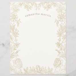 Lámina Elegante Papel De Marfil Floral Dibujado