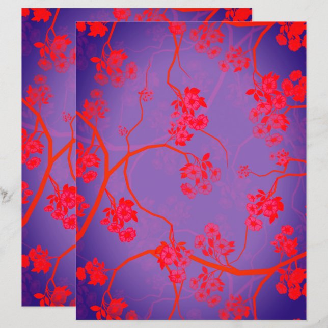 Lámina Elegante papel de reserva de artículos de cerezos  (Anverso / Reverso)