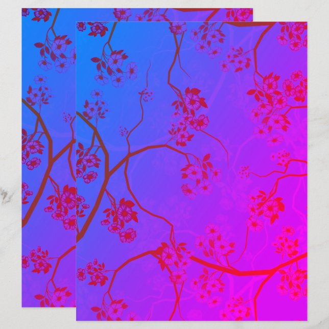 Lámina Elegante papel de reserva de artículos de cerezos  (Anverso / Reverso)