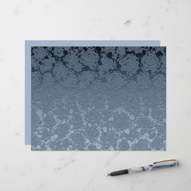 Lámina Elegante Patrón Blanco Azul Dusto Floral (Anverso/Reverso In Situ)