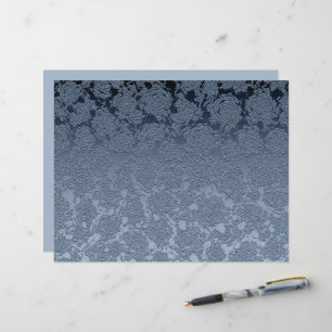 Lámina Elegante Patrón Blanco Azul Dusto Floral