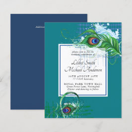 Lámina Elegante PEACOCK FEATHER Wedding Invitar PRESUPUES