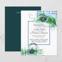 Elegante PEACOCK FEATHER Wedding Invitar PRESUPUES