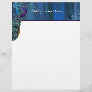 Lámina Elegante Peacock Personalizado Letterhead Statione