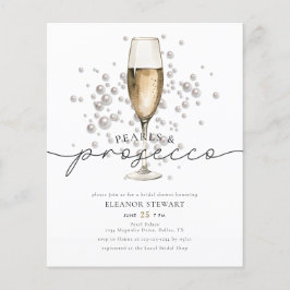 Lámina Elegante Pearls Prosecco Invitación a la ducha de