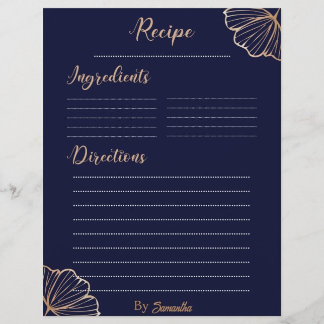 Lámina Elegante personalizado Tropical Dorado (Anverso)