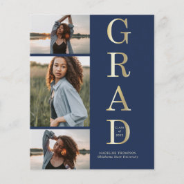 Lámina Elegante presupuesto azul marino dorado 3 foto gra