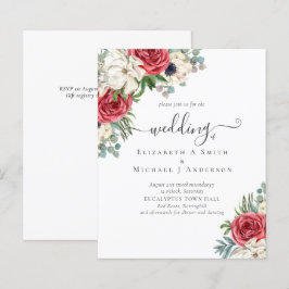 Lámina Elegante presupuesto de Boda floral azul blanco ro