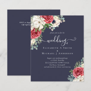 Lámina Elegante presupuesto de Boda floral azul blanco ro