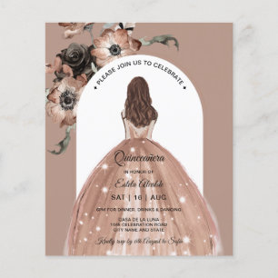 Lámina Elegante presupuesto de Quinceañera floral rosa