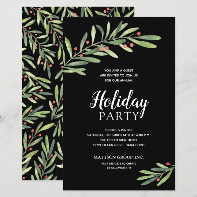 Lámina Elegante presupuesto de vegetación Invitaciones de (Anverso / Reverso)