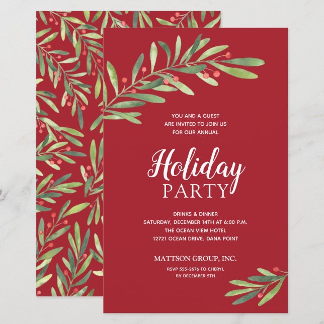 Lámina Elegante presupuesto de vegetación Invitaciones ro (Anverso / Reverso)