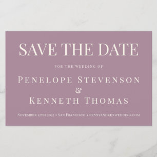 Lámina Elegante presupuesto Dusty Purple Save The Date