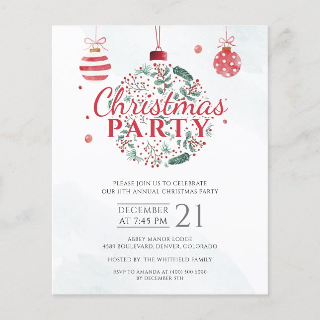 Lámina Elegante presupuesto Fiesta de Navidades Verde Roj (Anverso)