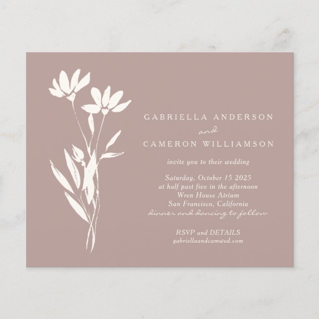 Lámina Elegante presupuesto Floral Dusty Mauve Wedding In (Anverso)