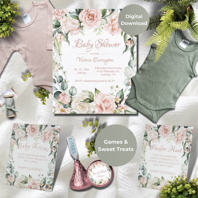 Lámina Elegante presupuesto floral rosa Invitación de Bab (Subido por el creador)
