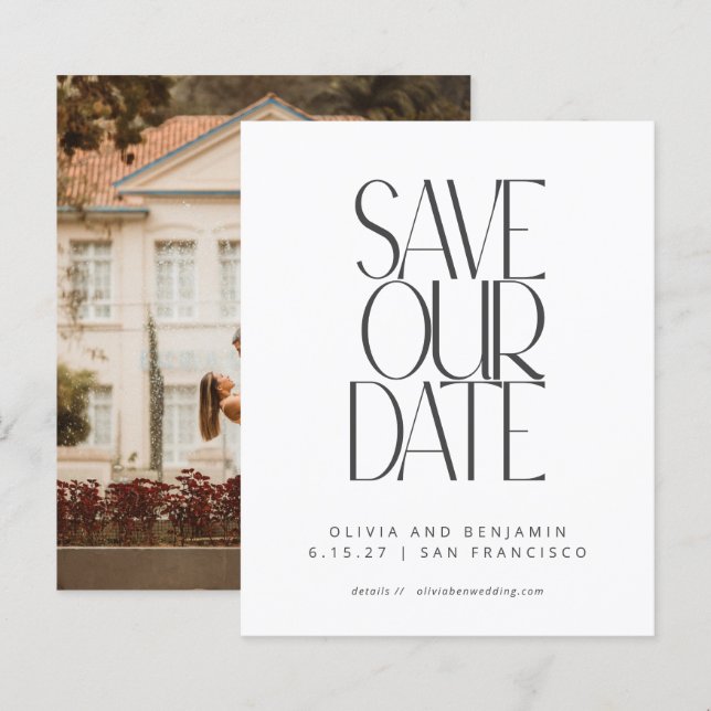 Lámina Elegante presupuesto foto en blanco negro salva la (Anverso / Reverso)