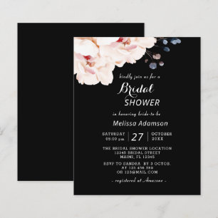 Lámina Elegante presupuesto negro, ducha de novia floral 