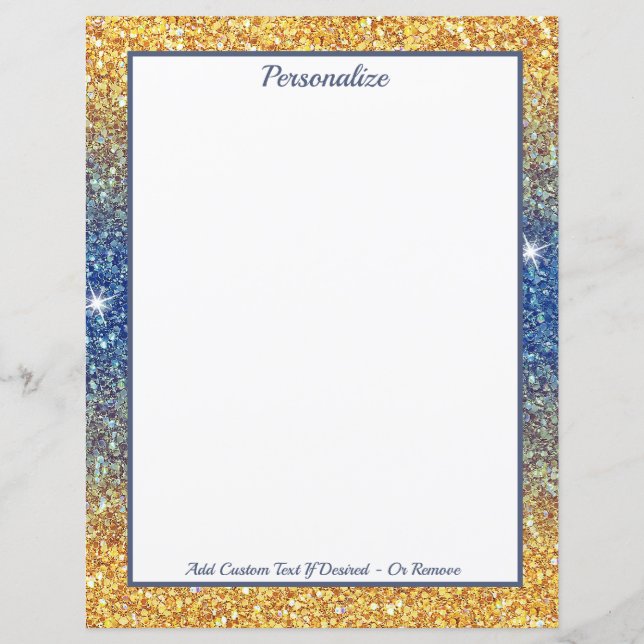Lámina Elegante Purpurina azul dorado Sparkle Personaliza (Anverso)