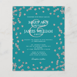 Lámina Elegante Purpurina plateado Confetti Verde azulado