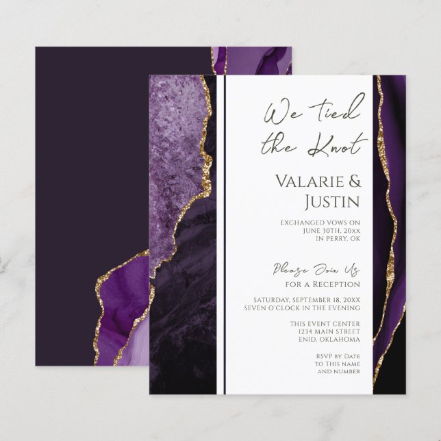 Lámina Elegante recepción de Elopement Agate Purple (Anverso / Reverso)