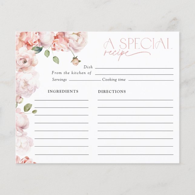 Lámina Elegante receta de ducha de novia floral rosa Rubo (Anverso)