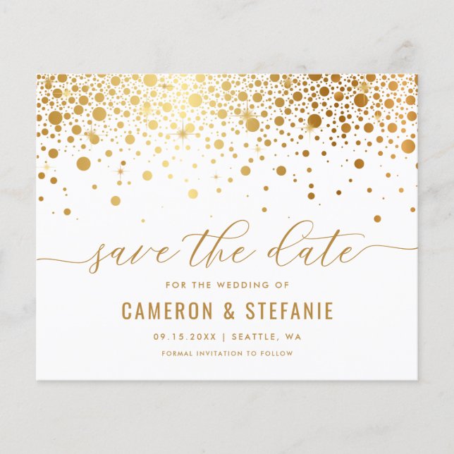 Lámina Elegante Relieve metalizado dorado Confetti blanco (Anverso)