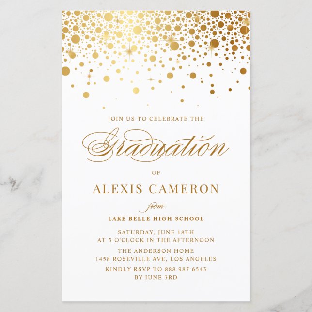 Lámina Elegante Relieve metalizado dorado Faux Confetti G (Anverso)