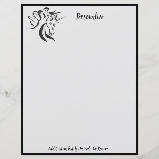 Lámina Elegante retrato de unicornio negro y gris (Anverso)