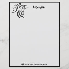 Lámina Elegante retrato de unicornio negro y gris