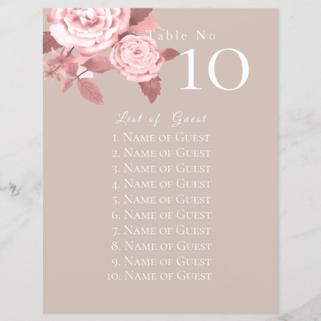 Lámina Elegante Rosa de Moda Boda (Anverso)