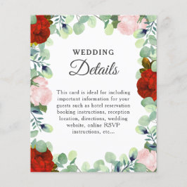 Lámina Elegante Rosa de Rubor rojo verde Boda detalles